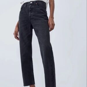 Zara Faded Black Straight High Waisted Jeans